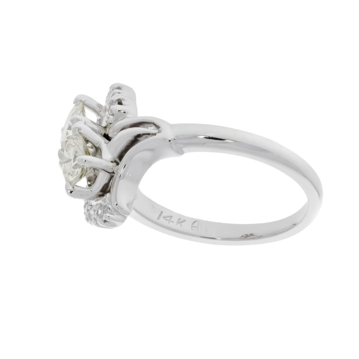 Vintage Art Deco Diamond Ring 14K White Gold 1.28CT