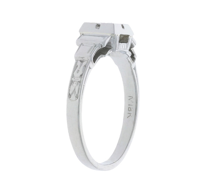 Art Deco Diamond Ring 18K White Gold .08CT