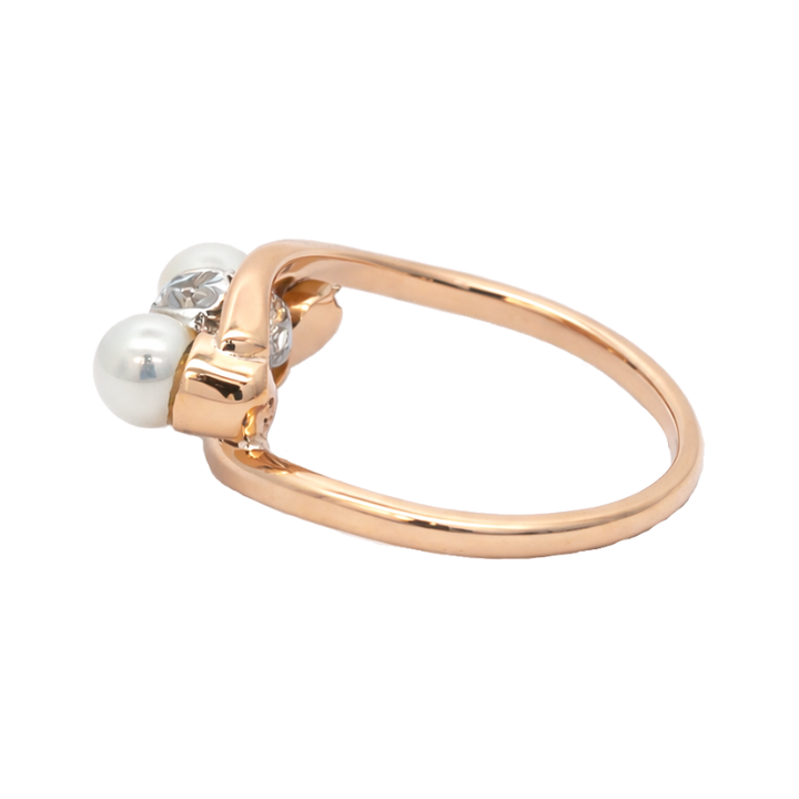Vintage Pearl Diamond Ring 14K Two Tone .23CT
