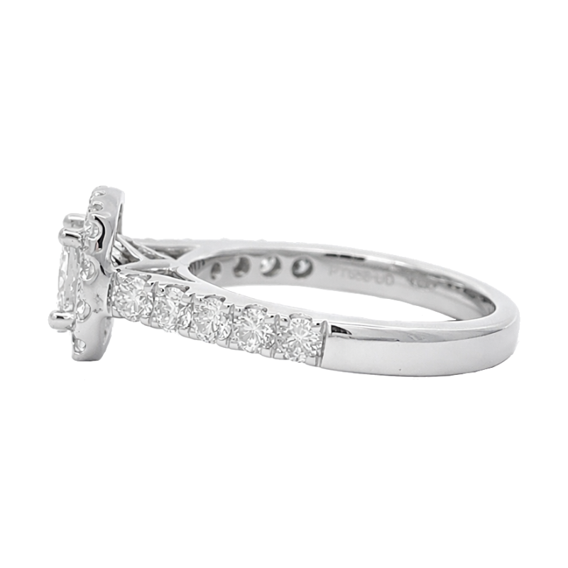 Princess Cut Diamond Halo Platinum Engagement Ring .70CT
