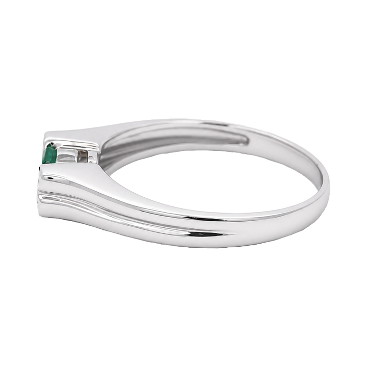 Lab Grown Round Alexandrite Diamond Semi Bezel Ring 14K White Gold