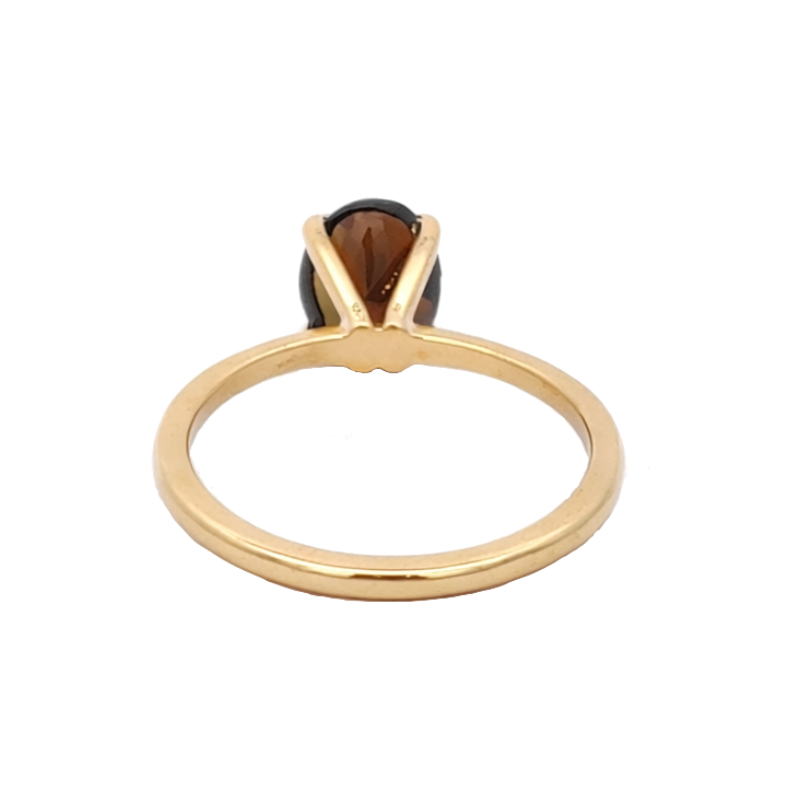 Oval Brown Tourmaline Solitaire 14K Yellow Gold 1.60CT