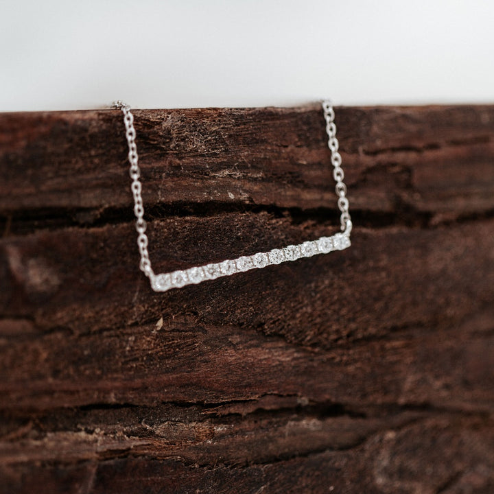 Bar Diamond Necklace 14K White Gold .12CT