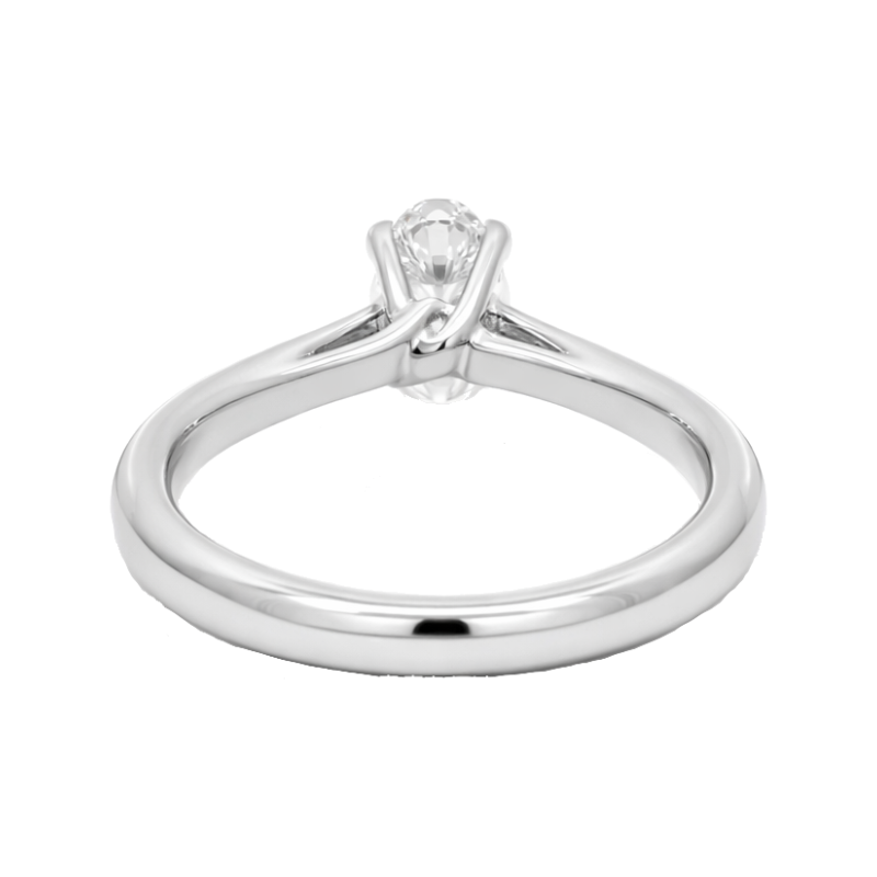 Alloran Solitaire 1CT Oval Natural Diamond Ring 14K White Gold