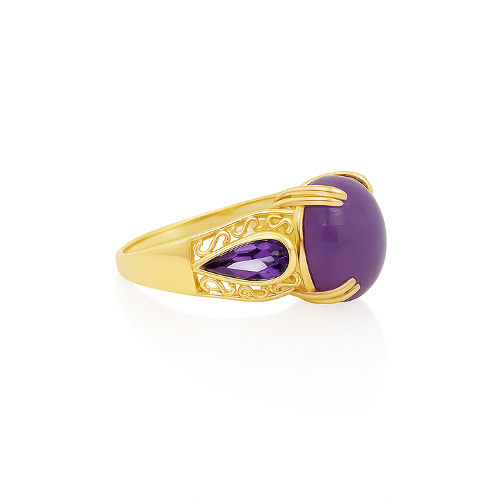 Lavender Jade Amethyst Ring 14K Yellow Gold