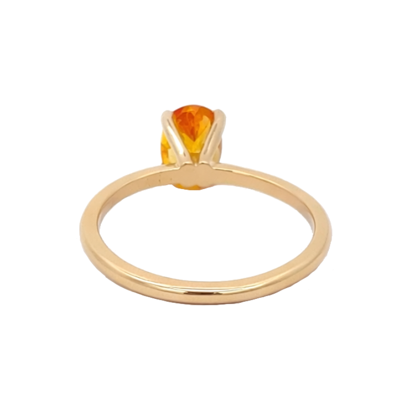 Oval Orange Sapphire Solitaire 14K Yellow Gold 1.51CT