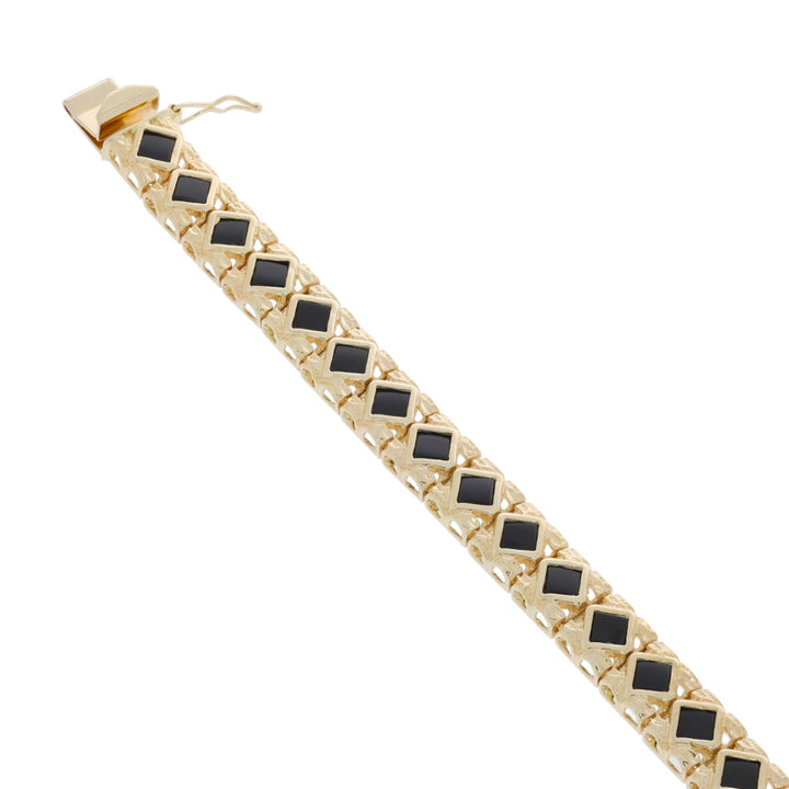 Black Onyx Bracelet 14K Yellow Gold