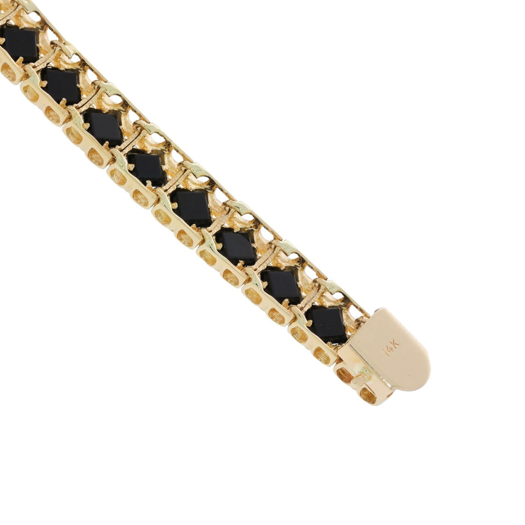 Black Onyx Bracelet 14K Yellow Gold