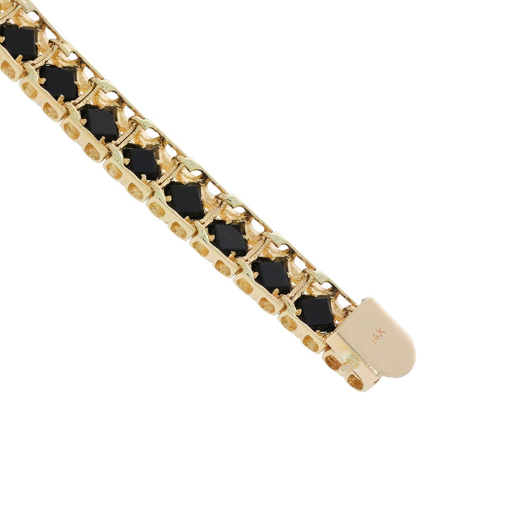 Black Onyx Bracelet 14K Yellow Gold