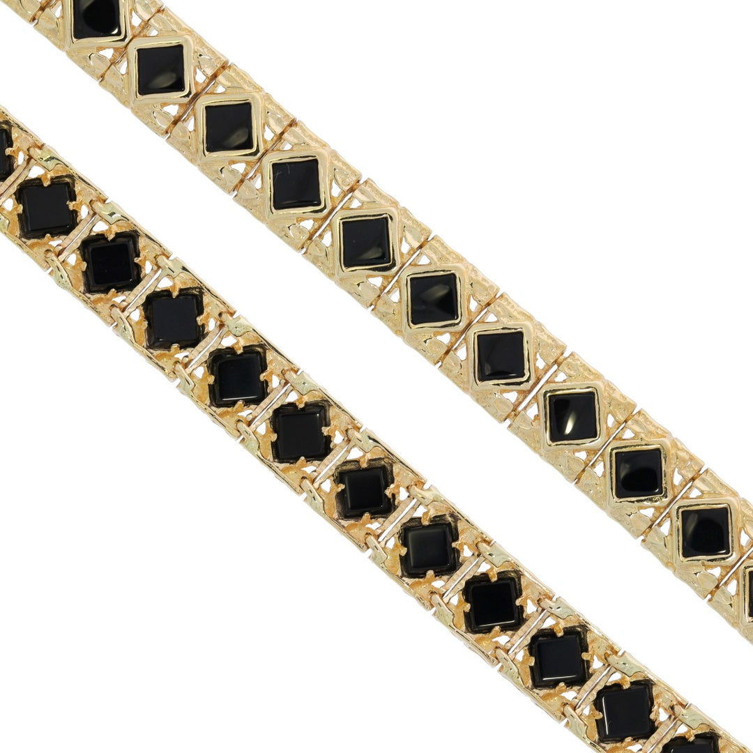 Black Onyx Bracelet 14K Yellow Gold