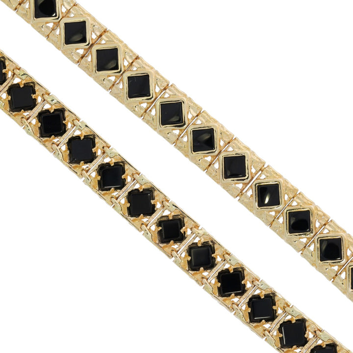 Black Onyx Bracelet 14K Yellow Gold