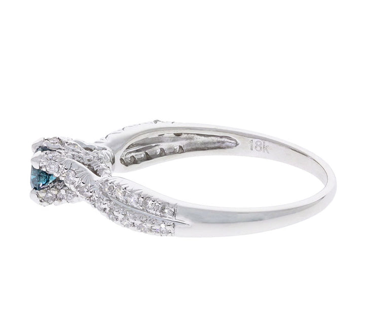 Blue Diamond Twisted Ring 18K White Gold .25CT