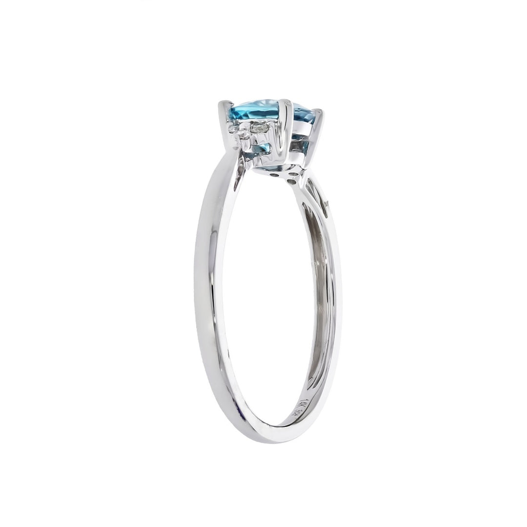 Blue Zircon Diamond Ring 14K White Gold 1.24CT