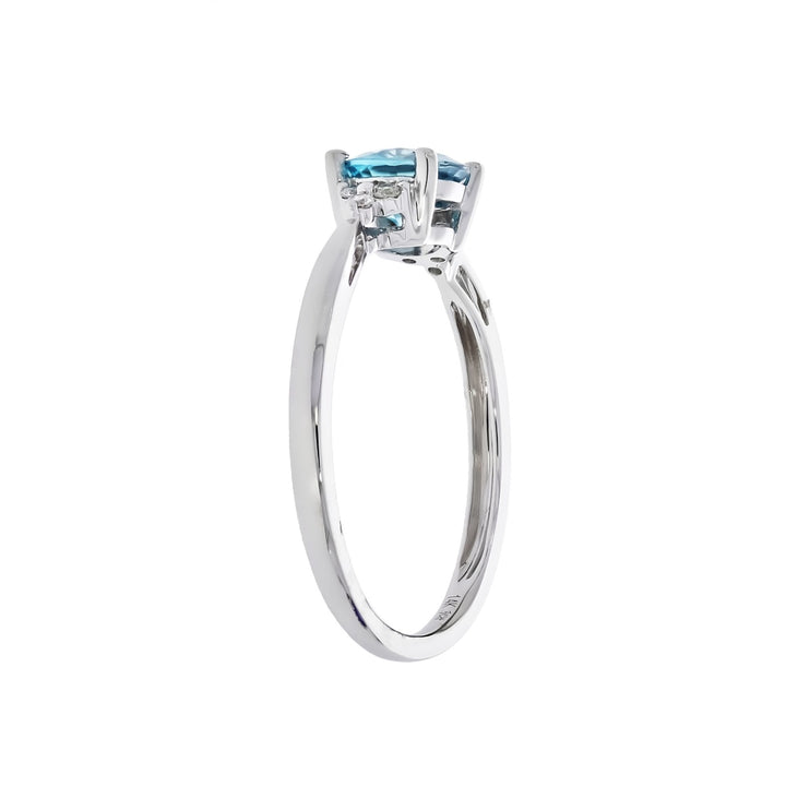 Blue Zircon Diamond Ring 14K White Gold 1.24CT