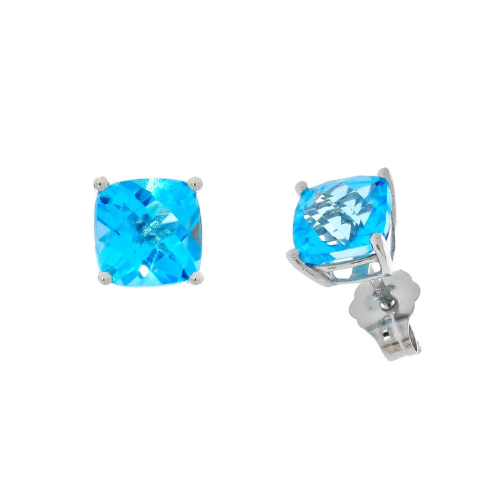 Blue Topaz Stud Earrings 14K White Gold 2.39CTW