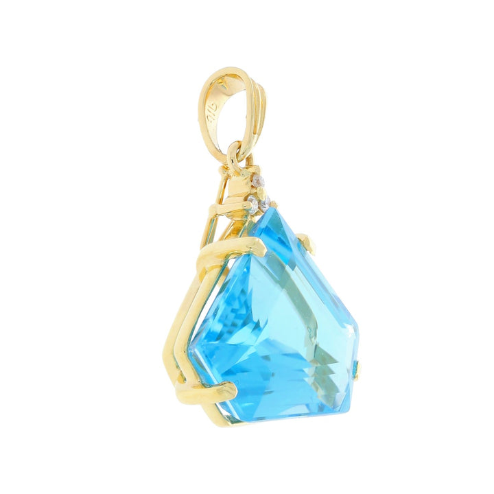 Blue Topaz Fancy Trillion Pendant 18K Yellow Gold 19.65CT