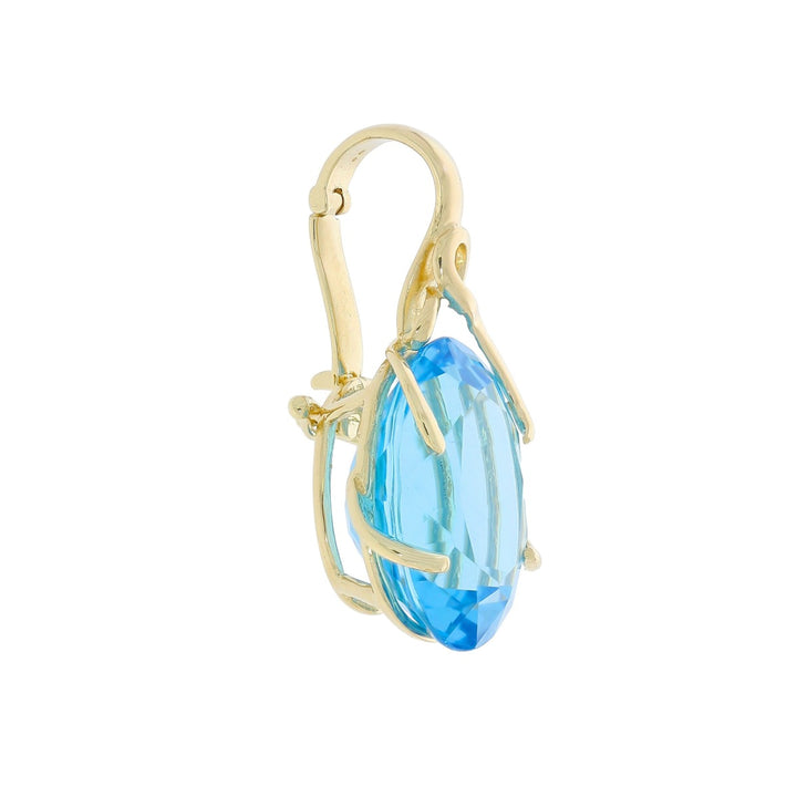 Swiss Blue Topaz Nature Style Pendant 14K Yellow Gold 11CTW