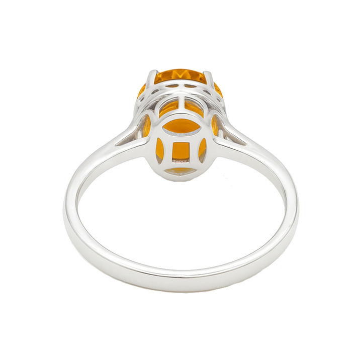 Classic Citrine Diamond Halo Cocktail Ring 14K White Gold .99CT