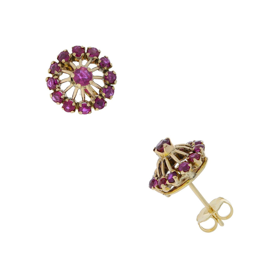 Vintage Ruby Earrings 14K Yellow Gold .74CTW