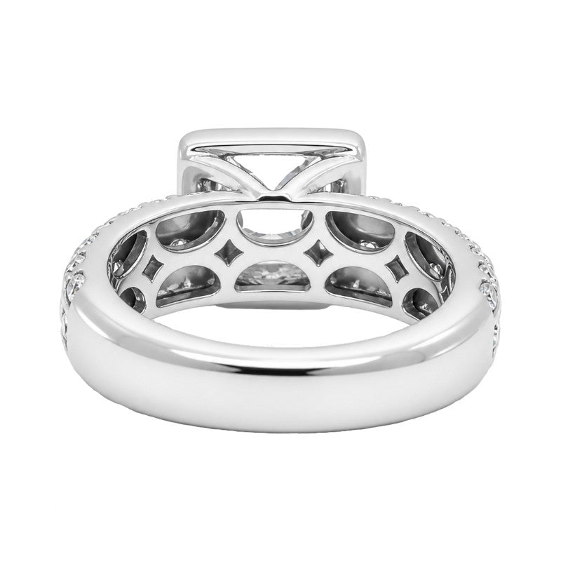 Diamond Halo Engagement Natural Princess Cut Setting 14K White Gold
