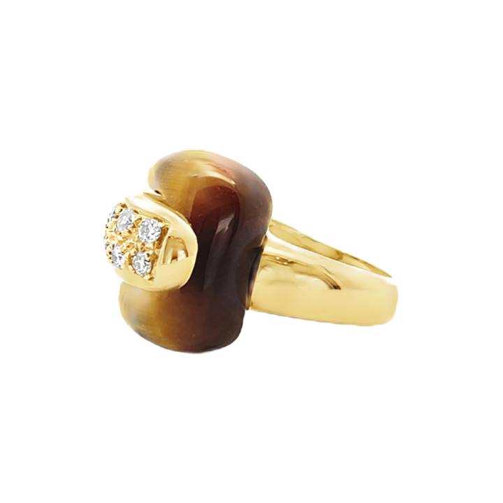 Tiger Eye Diamond Ring 18K Yellow Gold .30CTW
