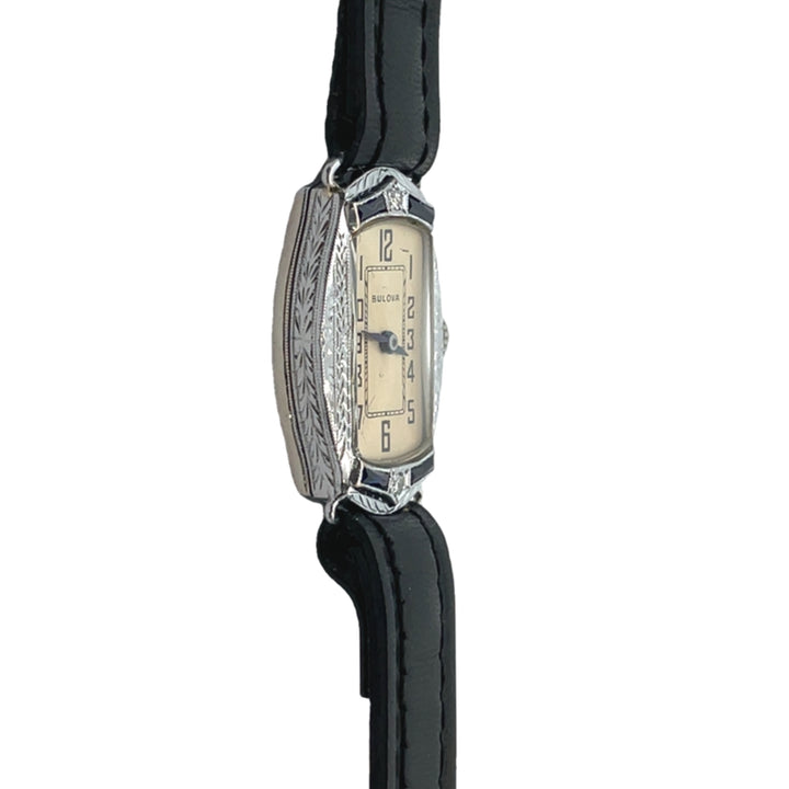 Bulova 1920's Tonneau-Shaped Ladies Watch 18K White Gold