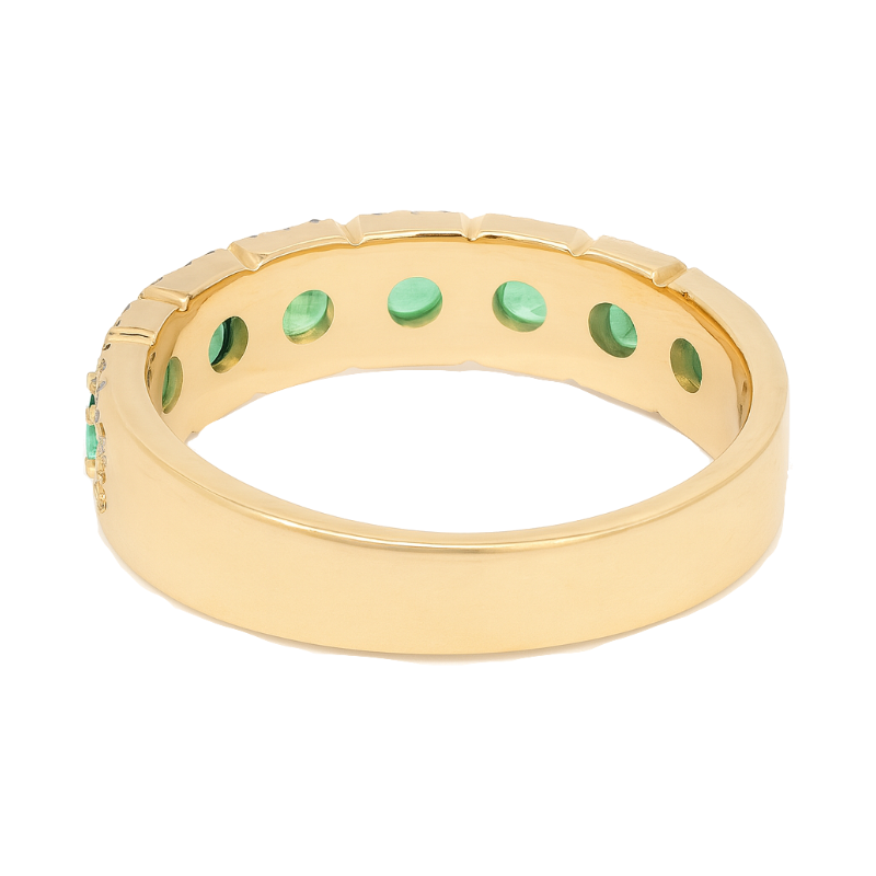 Emerald Halo Diamond Stacking Band 14K Yellow Gold .42CTW