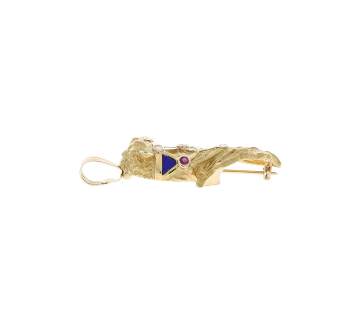 Large Camel Brooch Pendant 18K 20K Yellow Gold