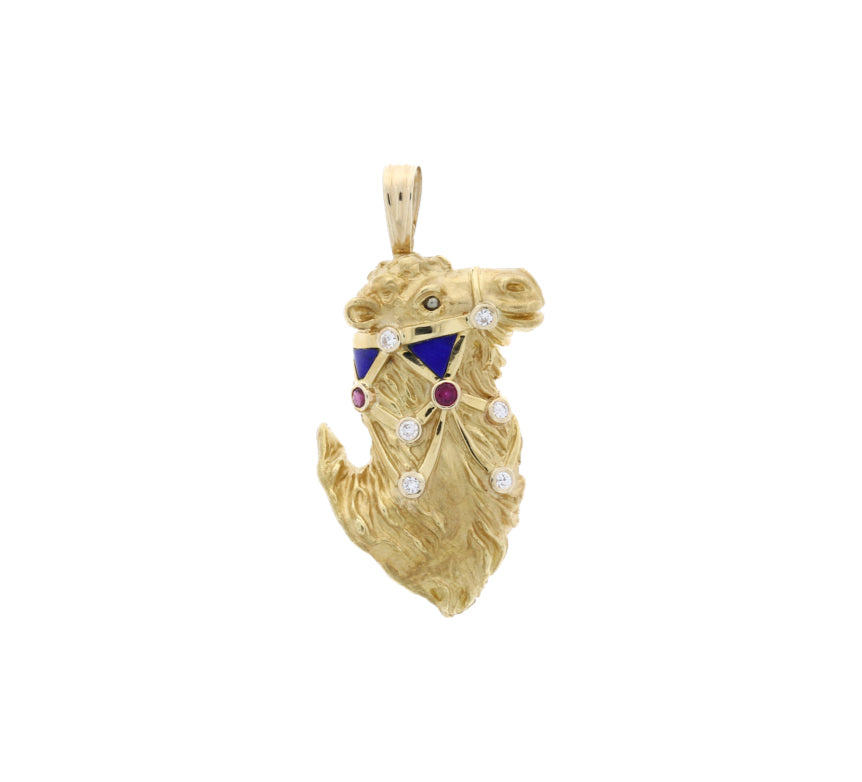 Large Camel Brooch Pendant 18K 20K Yellow Gold