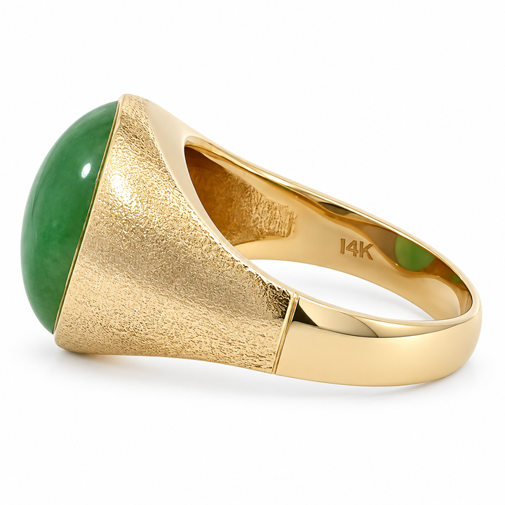 Jade Cabochon Ring 14K Yellow Gold