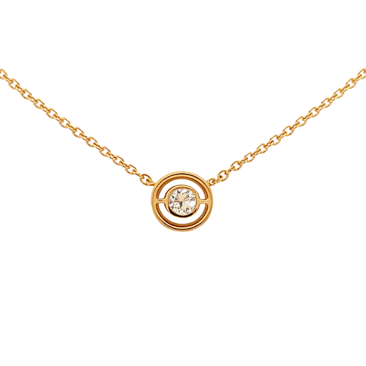 Diamond Bezel Set Solitaire Necklace 18K Yellow Gold & Platinum .20CT
