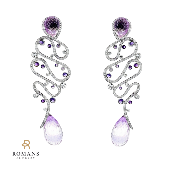 Chopard Amethyst Diamond Dangle Earrings 18K 29.39CT