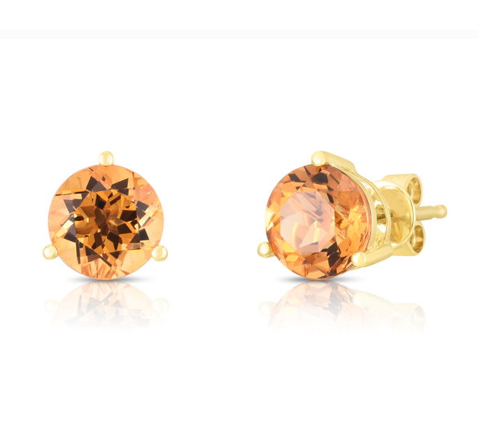 Citrine Stud Earrings 14K Yellow Gold 1.20CTW