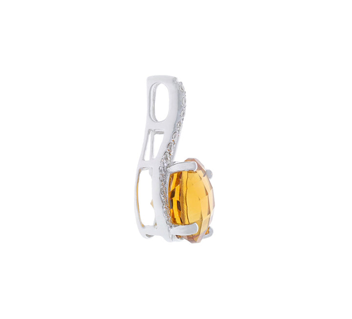 Citrine Diamond Pendant 14K White Gold 2.74CT