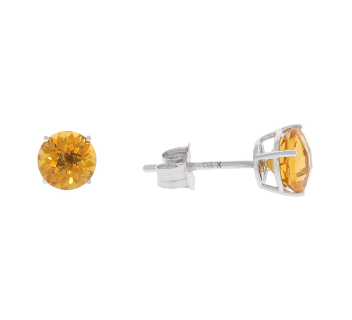 Citrine Stud Earrings 14K White Gold 1.41CTW
