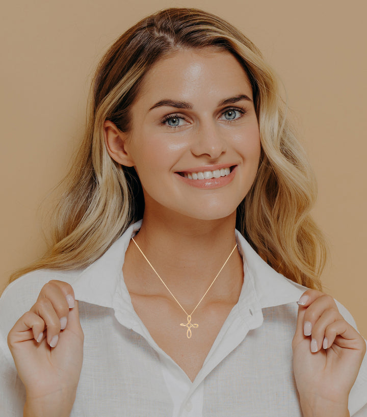 Swirl Cross Pendant 14K Yellow Gold