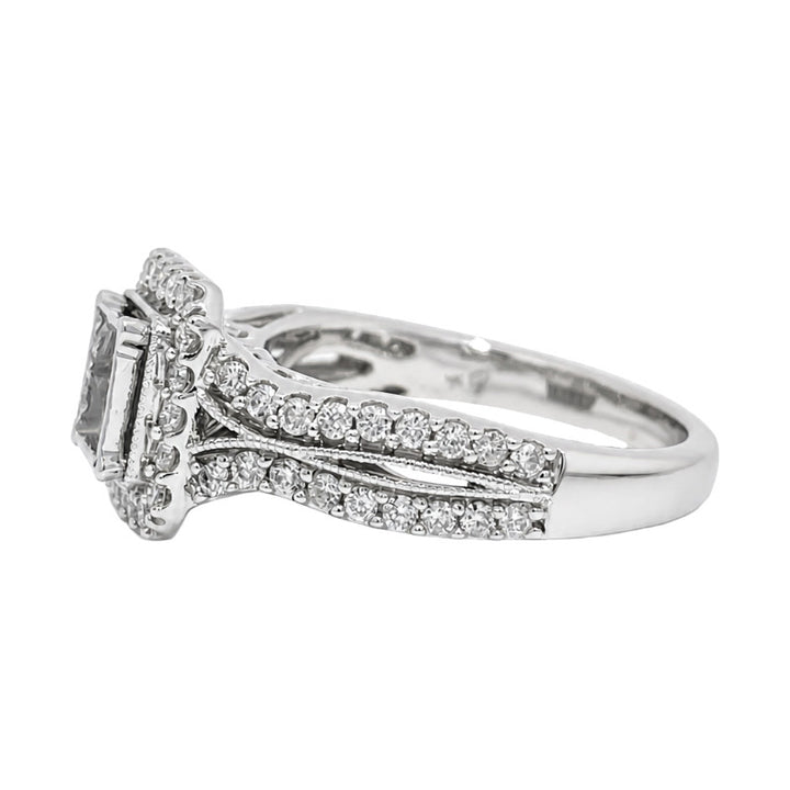 Natural Diamond Halo Princess Engagement Ring Setting 14K White Gold