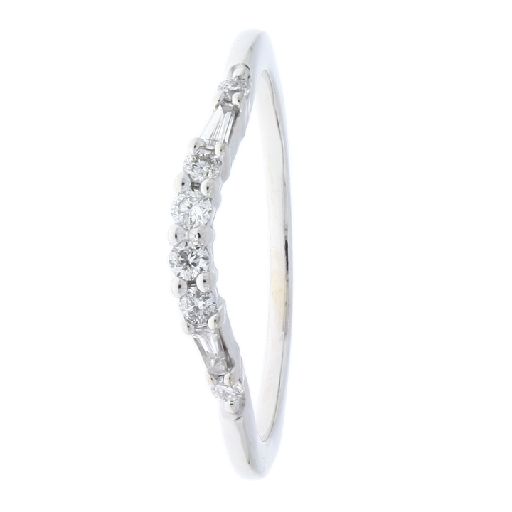 Curved Diamond Wedding Band 14K White Gold
