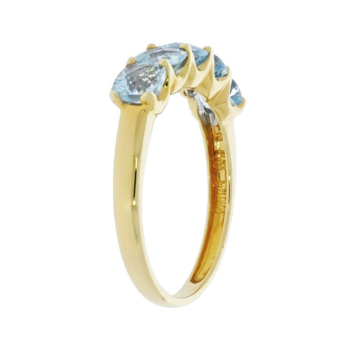 Five Stone Aquamarine Band 14K Yellow Gold 1.45 CTW