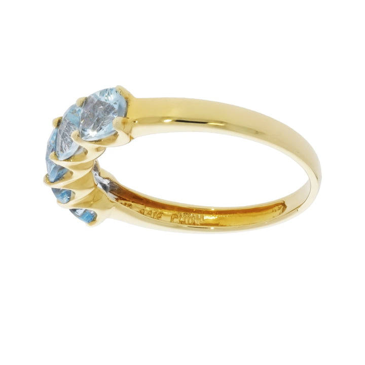 Five Stone Aquamarine Band 14K Yellow Gold 1.45 CTW