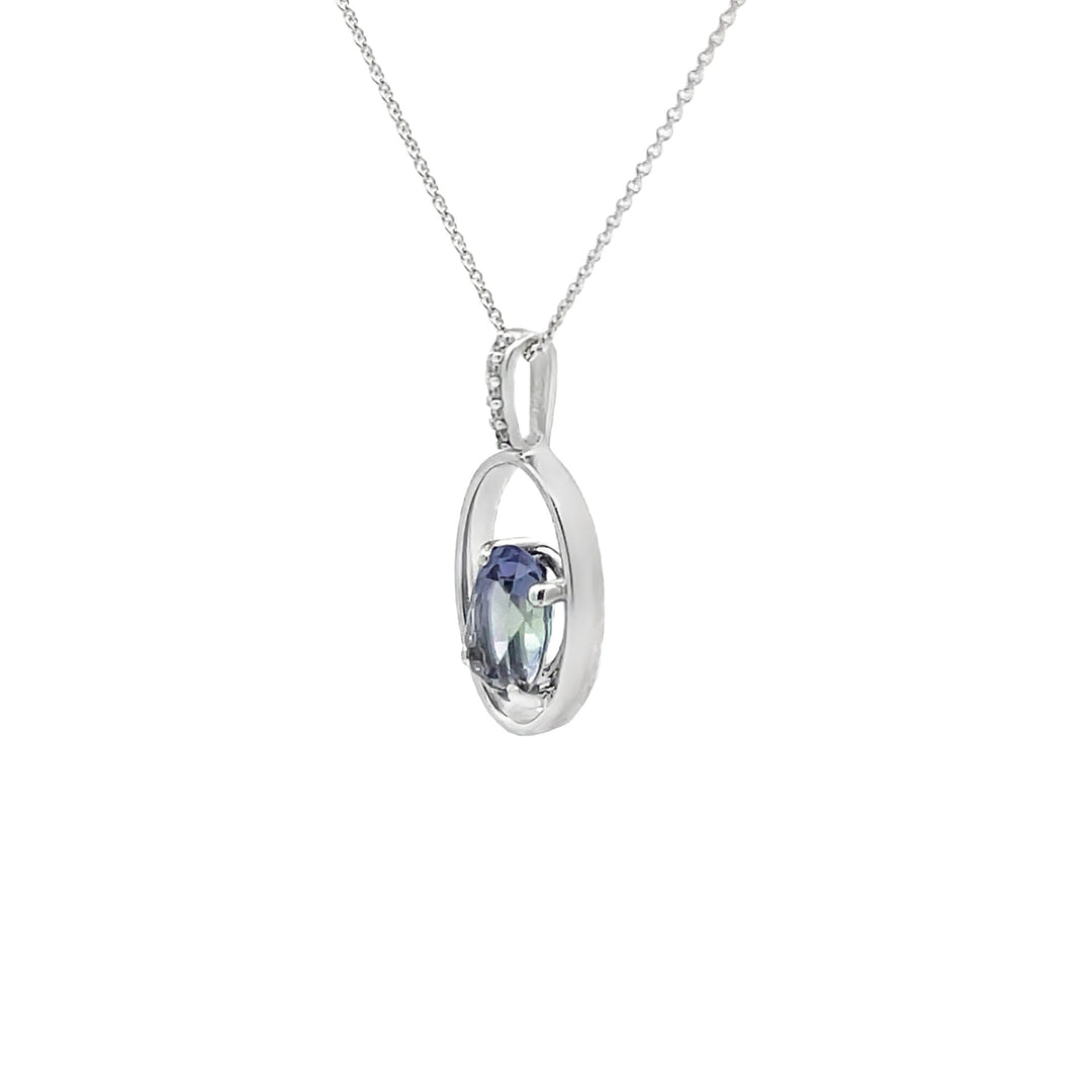 BI-Color Tanzanite Diamond  Pendant 14K White Gold 1.52CT