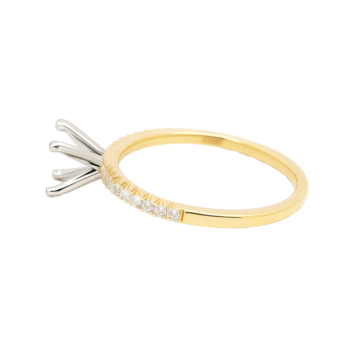 Classic Pave Diamond Engagement Setting 14K Yellow Gold .23CTW