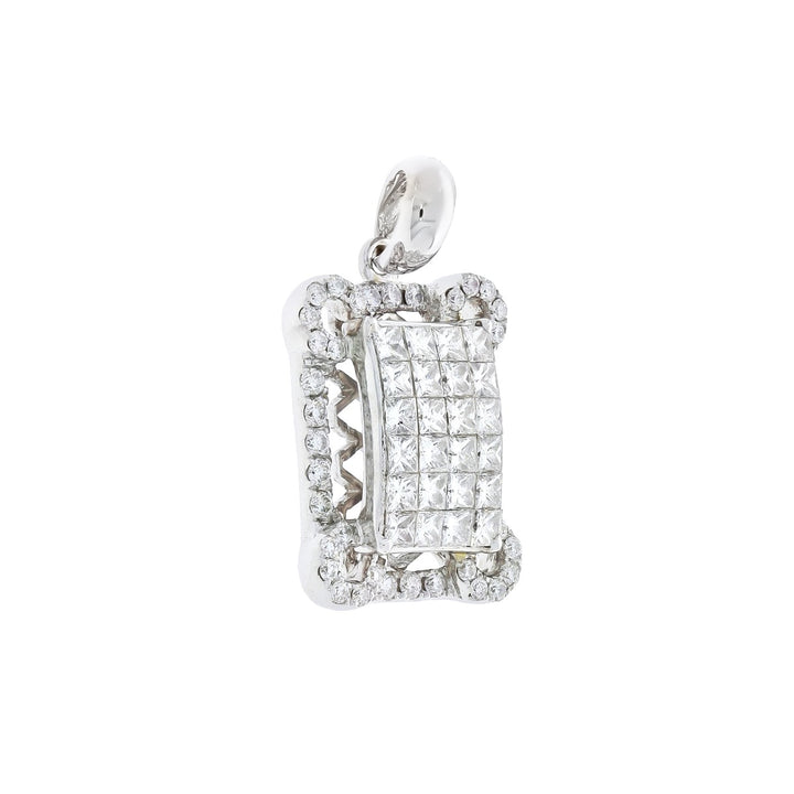 Diamond Square Pendant 18K White Gold 1.50 CTW