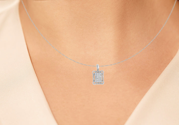 Diamond Square Pendant 18K White Gold 1.50 CTW