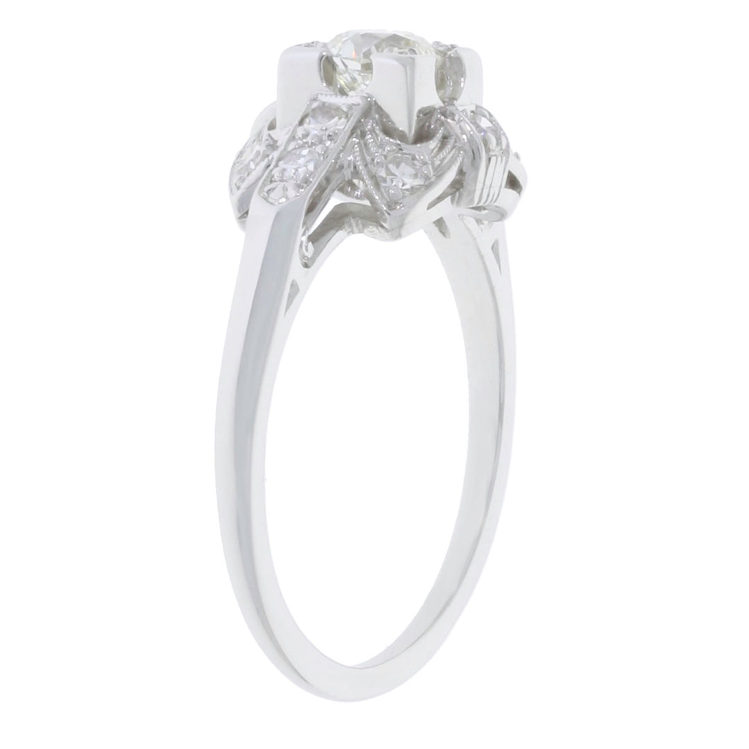 Diamond Vintage Engagement Ring 1930's Platinum .34 CT