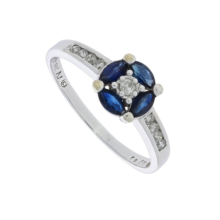 Sapphire Diamond 14K White Gold Ring .45 CTW