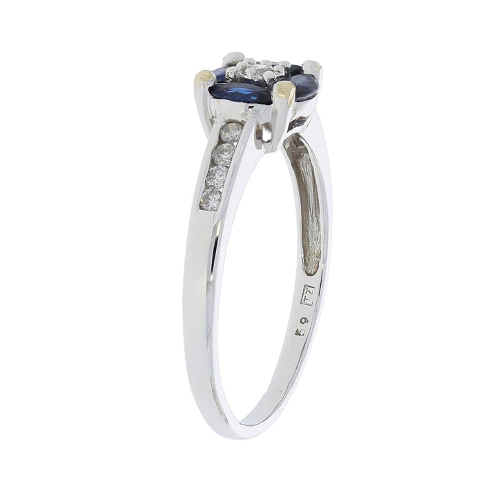 Sapphire Diamond 14K White Gold Ring .45 CTW