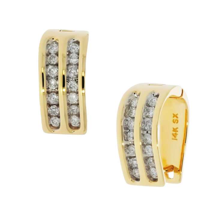 Diamond Channel Hoops 14K Yellow Gold .50 CTW