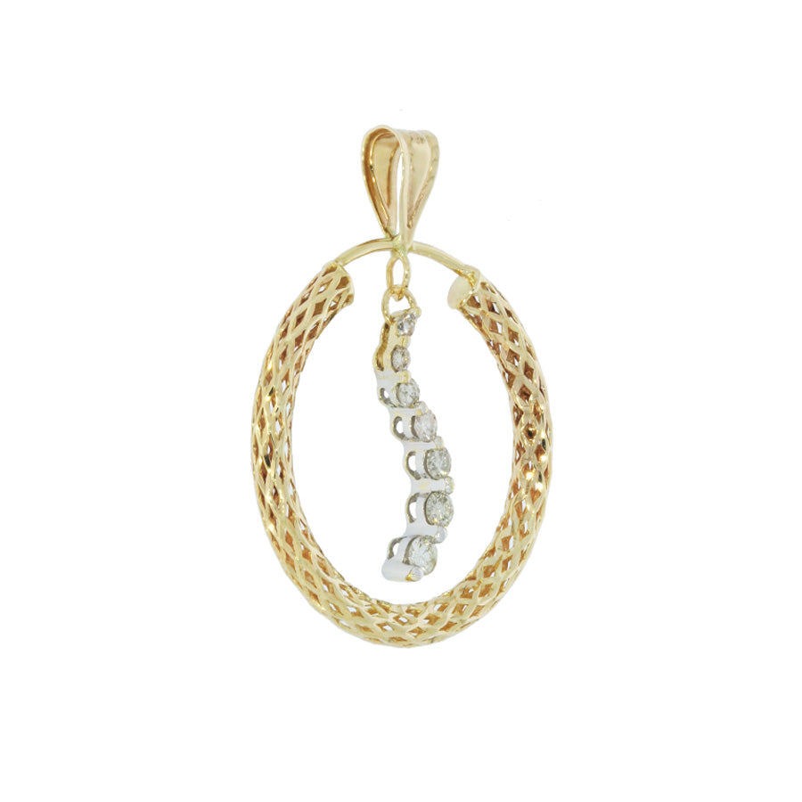 Diamond Circle Journey Pendant 14K Two Tone .21CTW