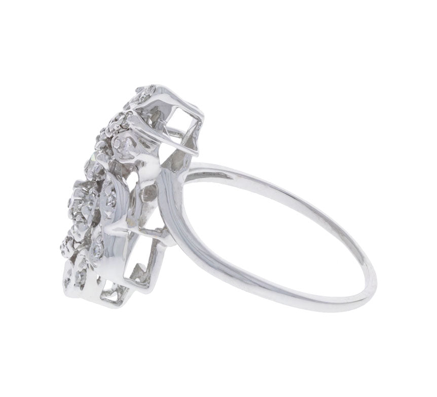 Diamond Cluster Ring 14K White Gold .28 CTW